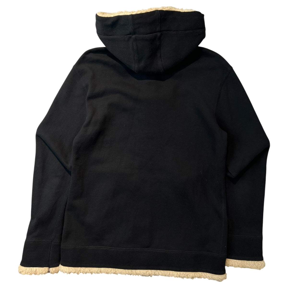 Burberry Black Label Sherpa Fleece Fur Zip-Up Hoodie Black