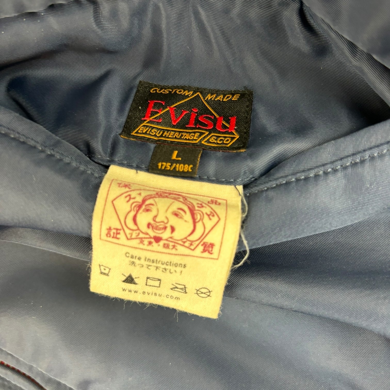 Vintage Evisu Reversible Embroidered Bomber Jacket Navy/Red