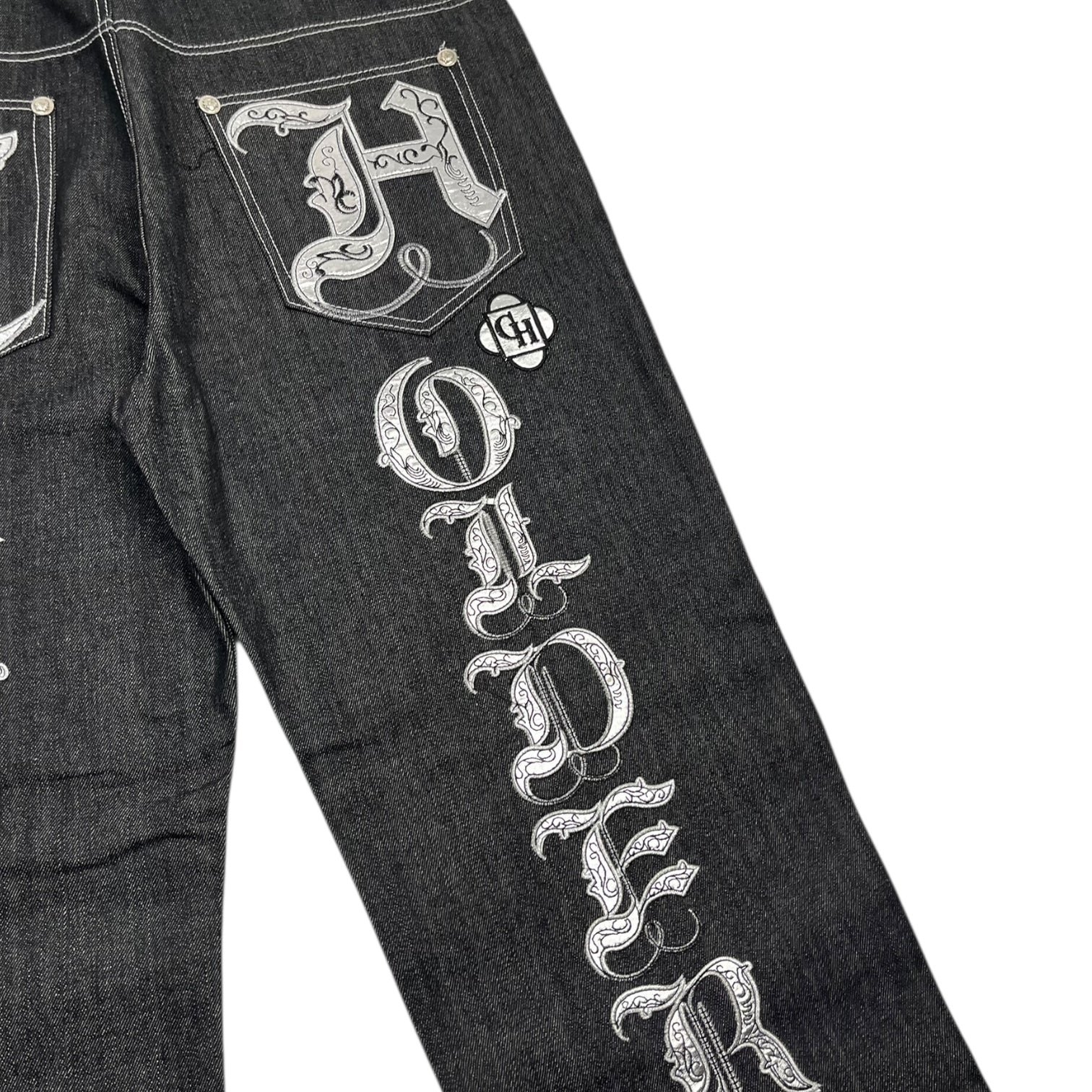 Vintage Y2K Crown Holder Chrome Embroidered Denim Jeans