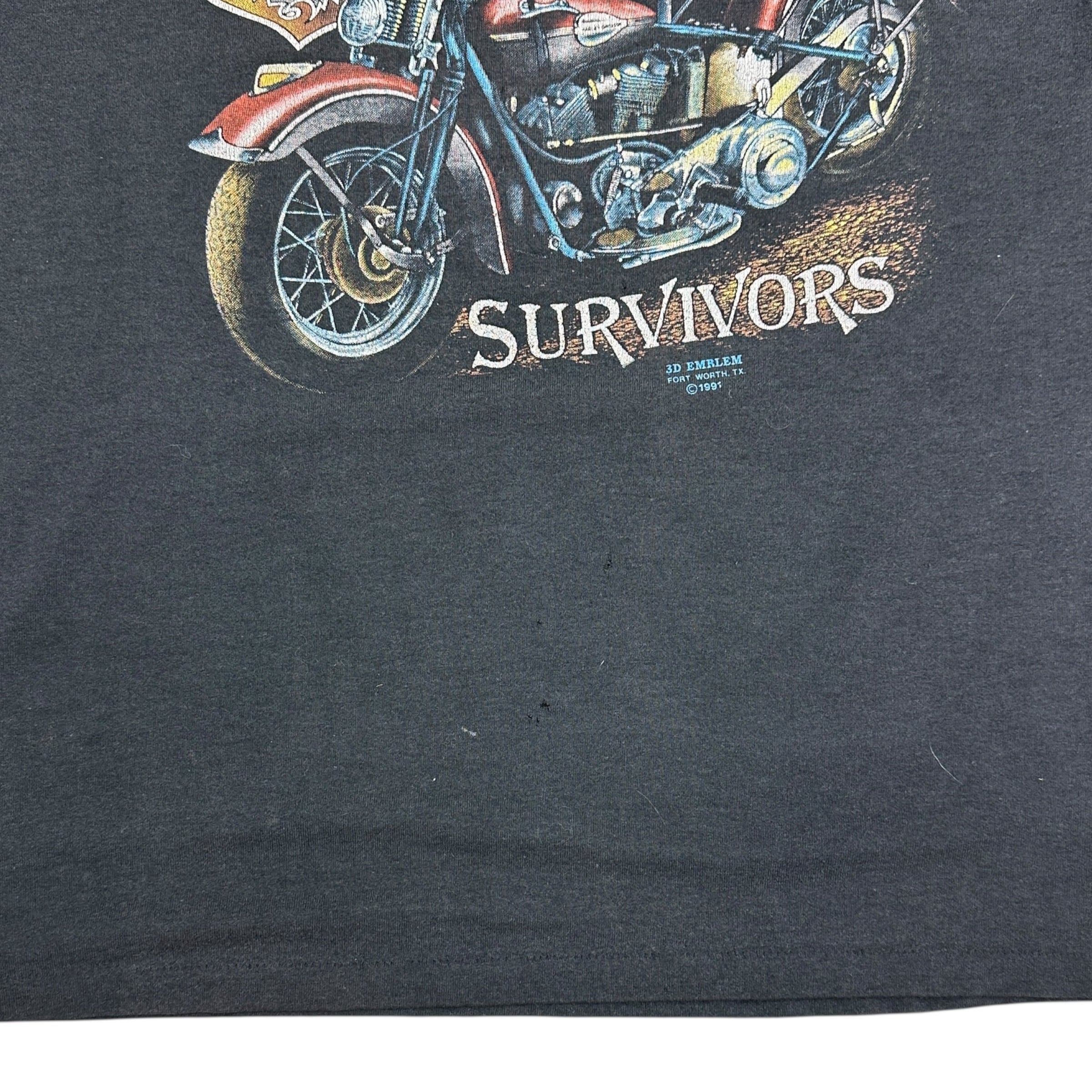 1991 Harley Davidson 3-D Emblem Survivors Tee Black