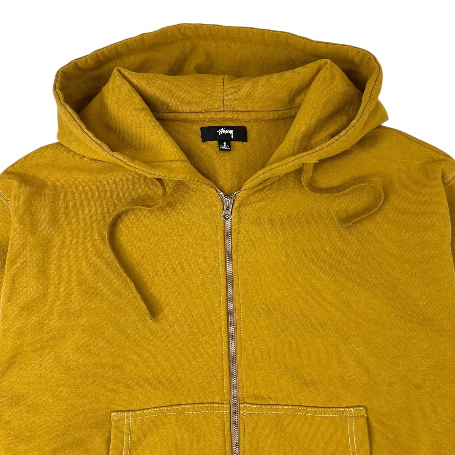 Stussy Double Face Label Zip Up Hoodie Mustard