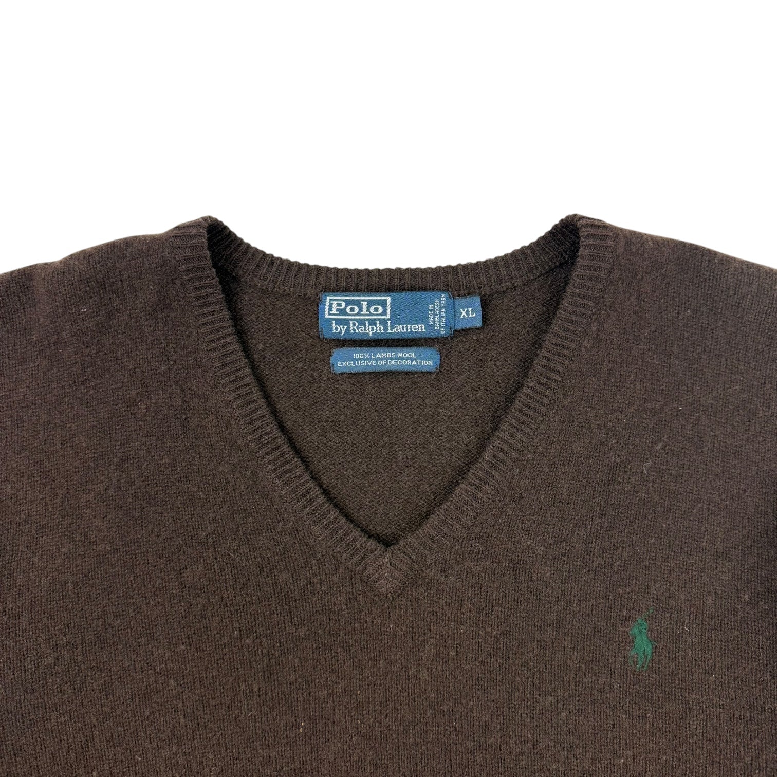 Vintage Polo Ralph Lauren V Neck Knit Sweater Brown