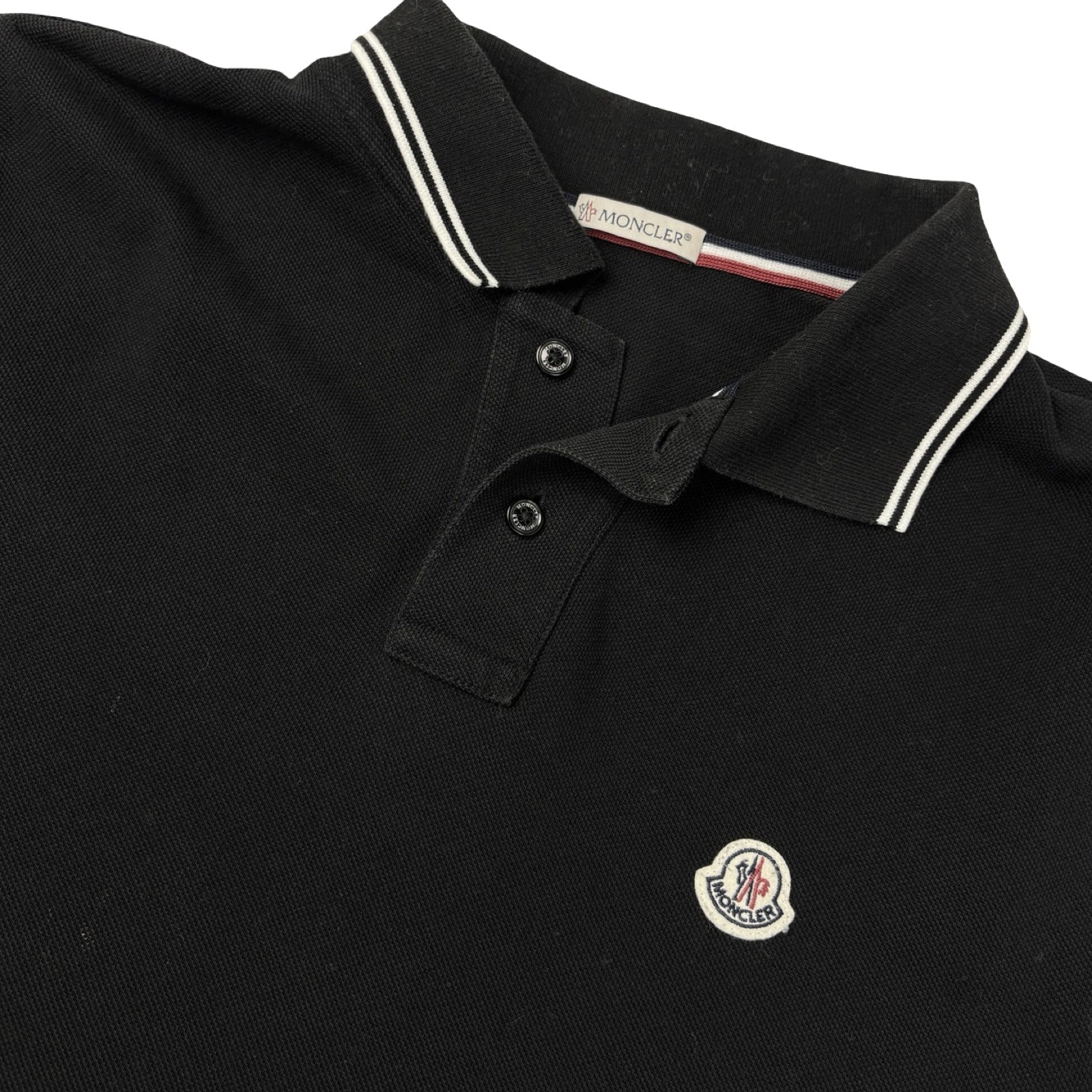 Moncler Tipped Cotton Pique Polo Black