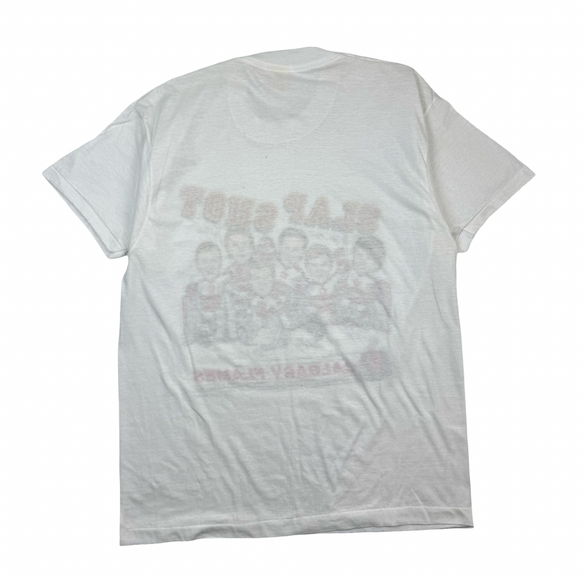 1989 Calgary Flames Slap Shot Cartoon T-Shirt White
