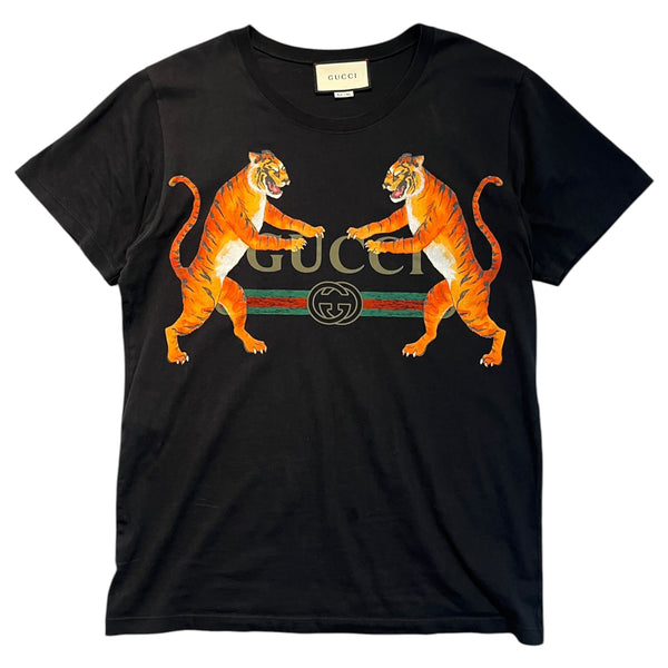 Gucci Twin Tiger Vintage Logo Graphic T-Shirt
