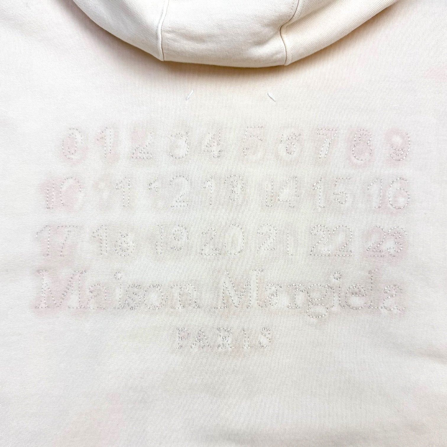 Maison Margiela Embroidered Logo Hoodie Cream