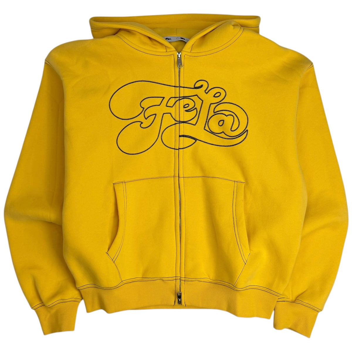 4YE Fela Zip Up Script Hoodie Yellow