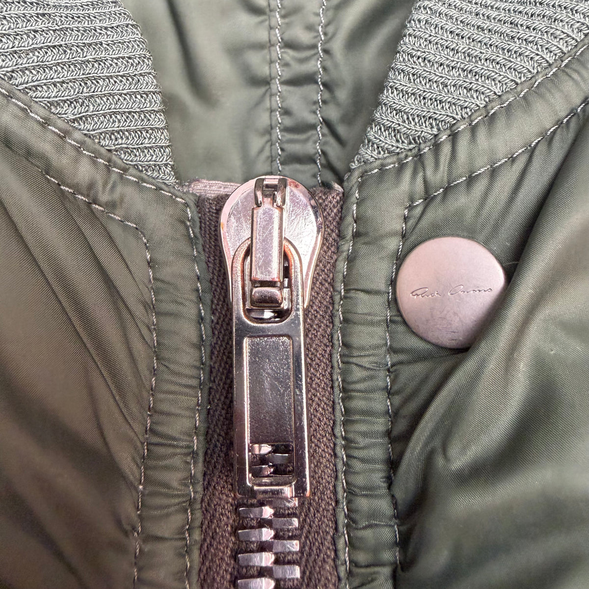 Rick Owens FW21 Gethsemane Flight Puffer Jacket Green