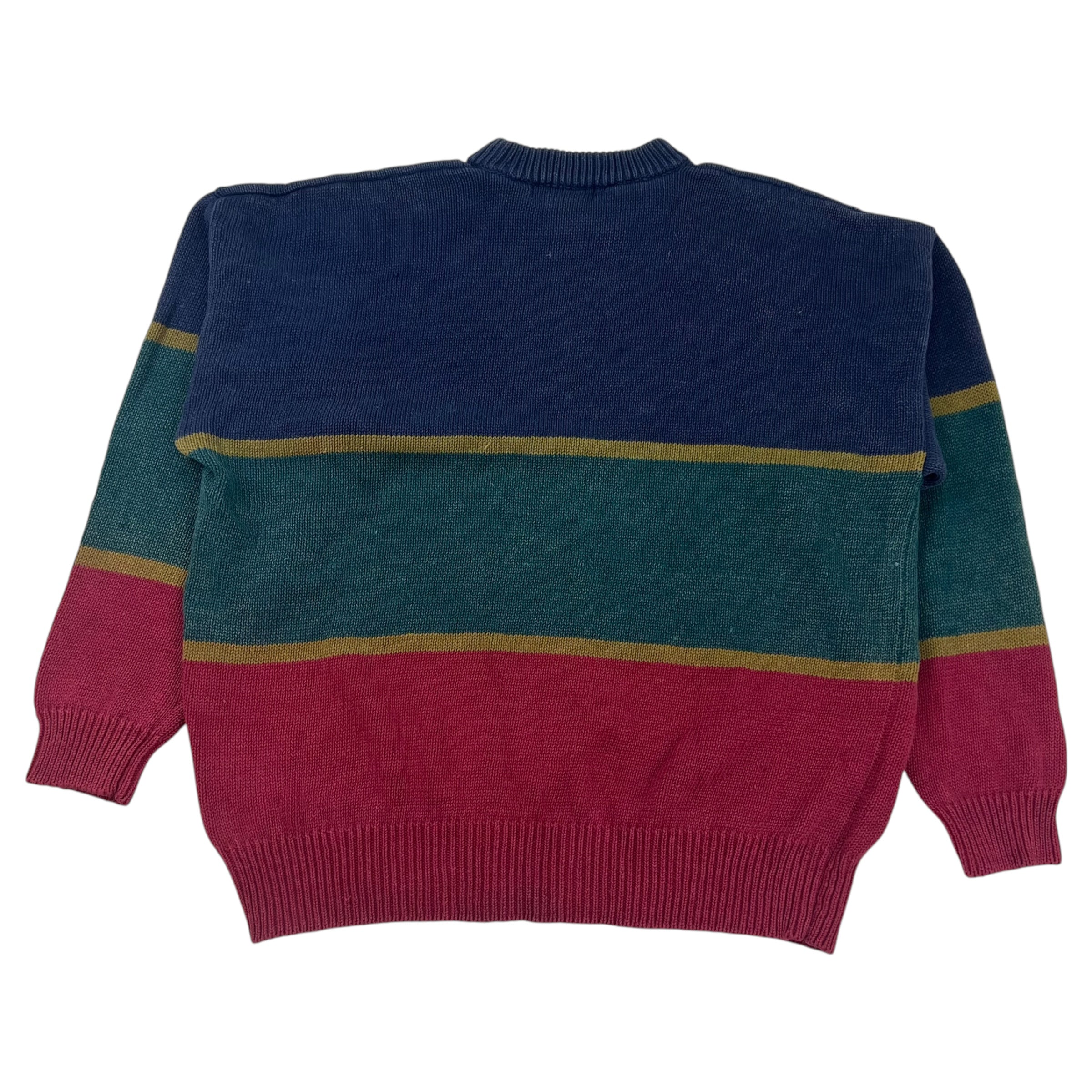 Vintage Tri-Tone Striped Knit Sweater