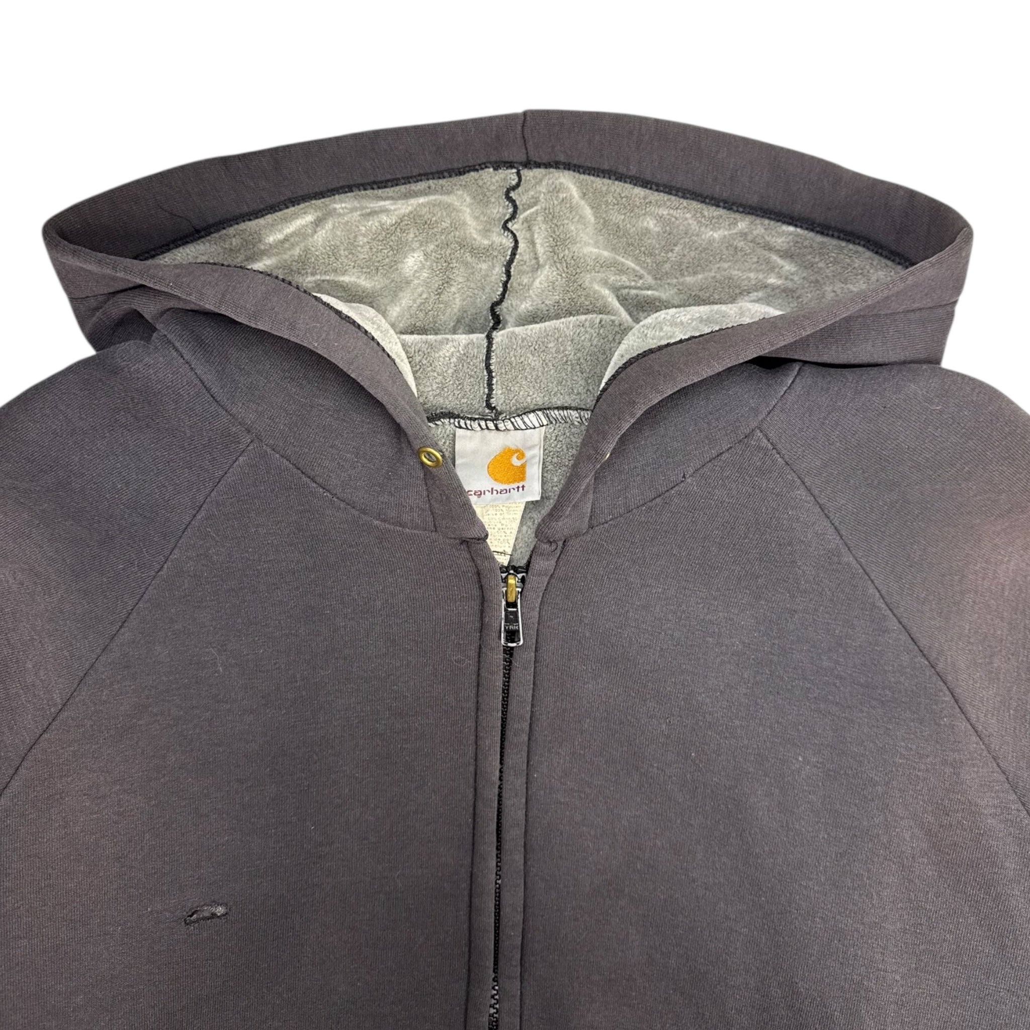 Vintage Carhartt Velour Zip Up Hoodie Grey