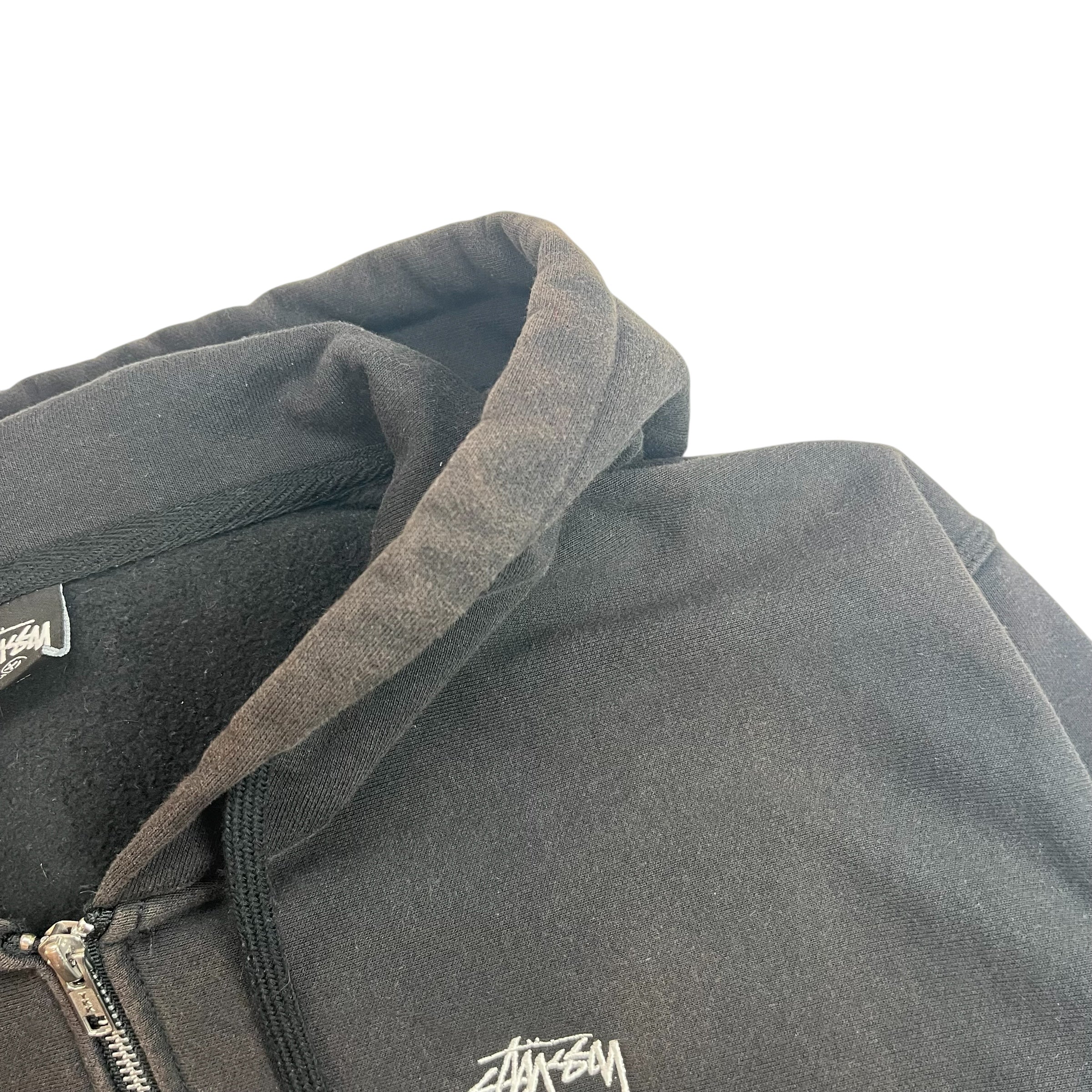 Stussy Embroidered Stock Logo Hoodie Black