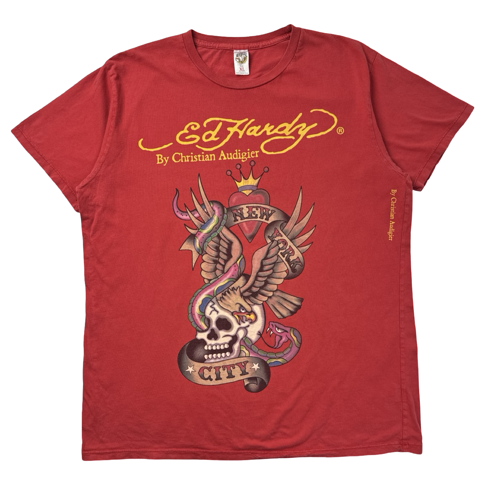 Vintage Ed Hardy New York City Skull T-Shirt Red