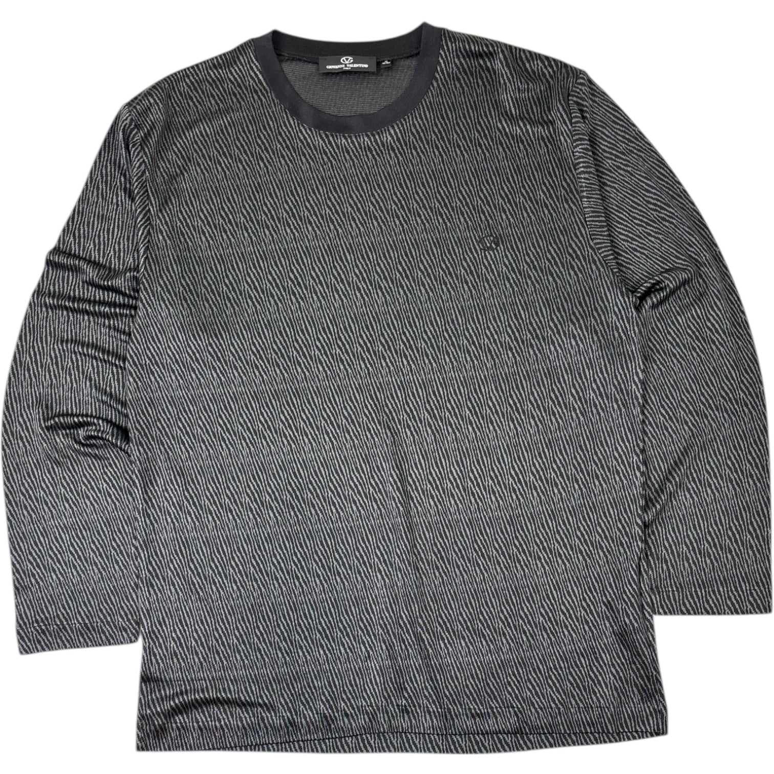Giovanni Valentino Patterned Long Sleeve T-Shirt Grey