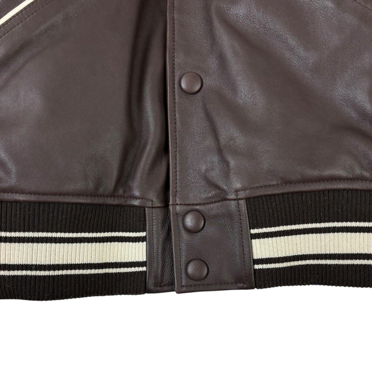 Stussy x Wales Bonner Leather Varsity Jacket Brown