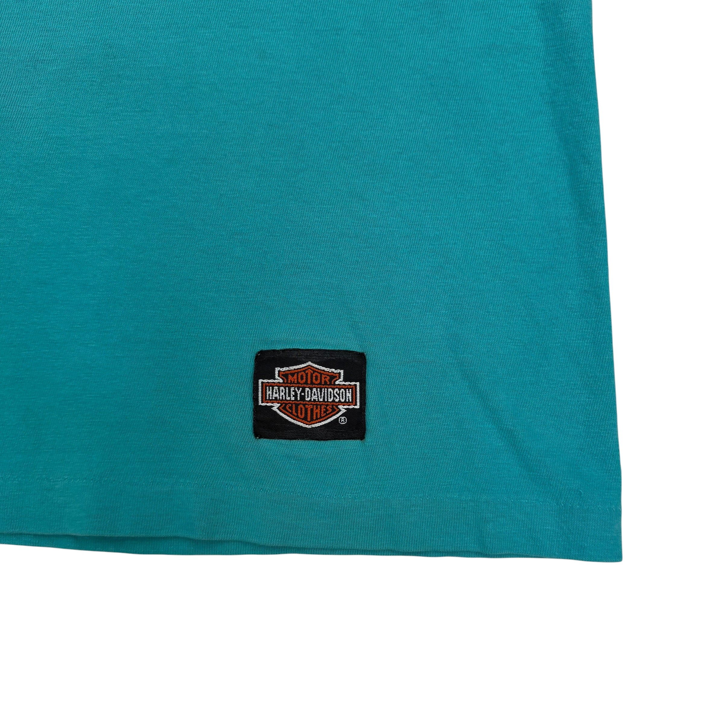 Vintage Harley Davidson Southside Indianapolis Sales & Services Tee Teal