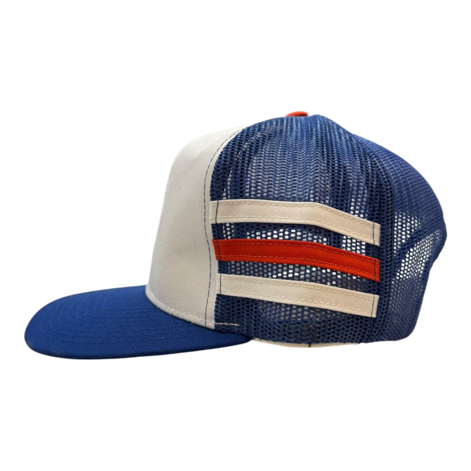 Vintage Ted Fletcher Edmonton Oilers Tri-Stripe Hat Blue/White/Orange