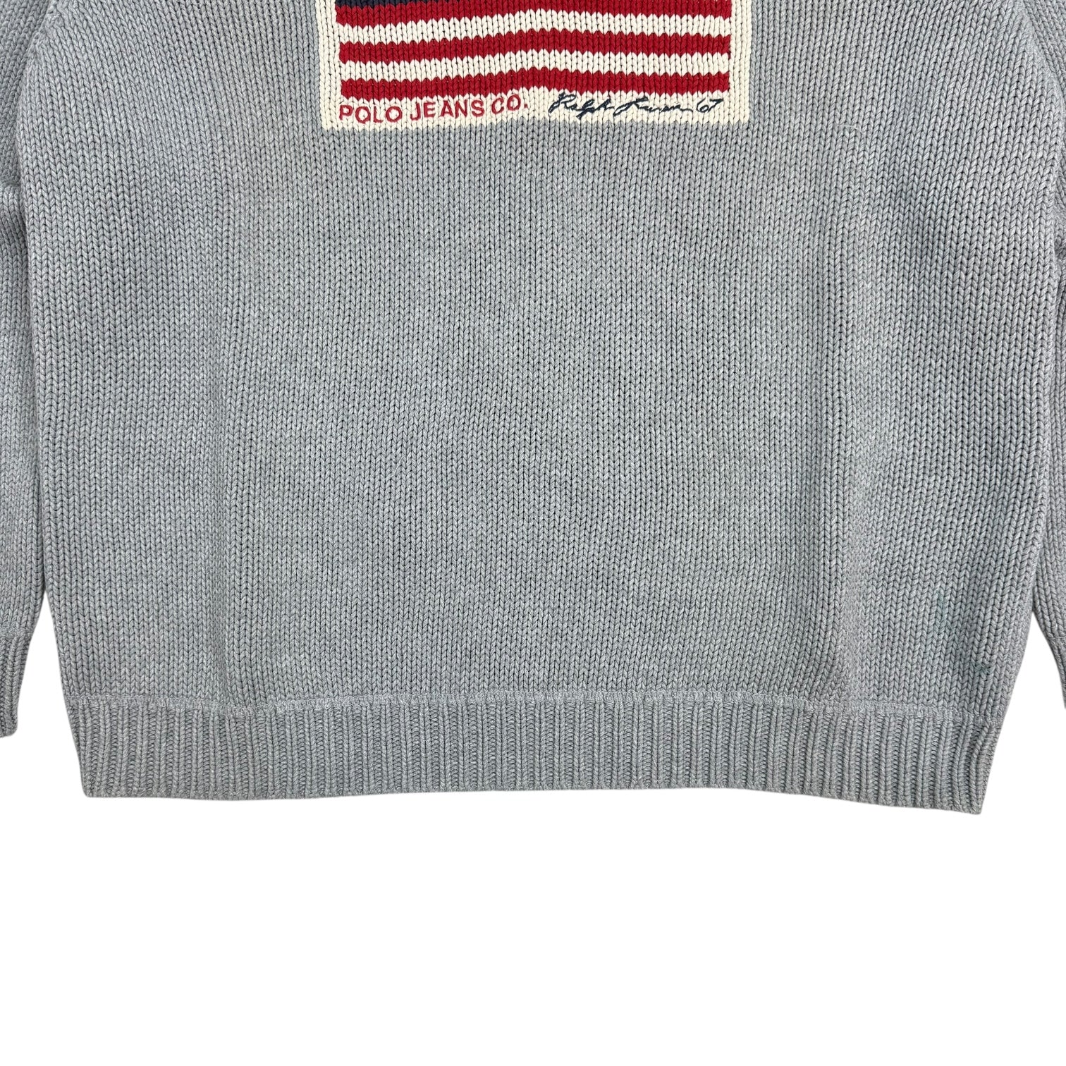 Vintage Polo Jeans Flag Knit Sweater Grey