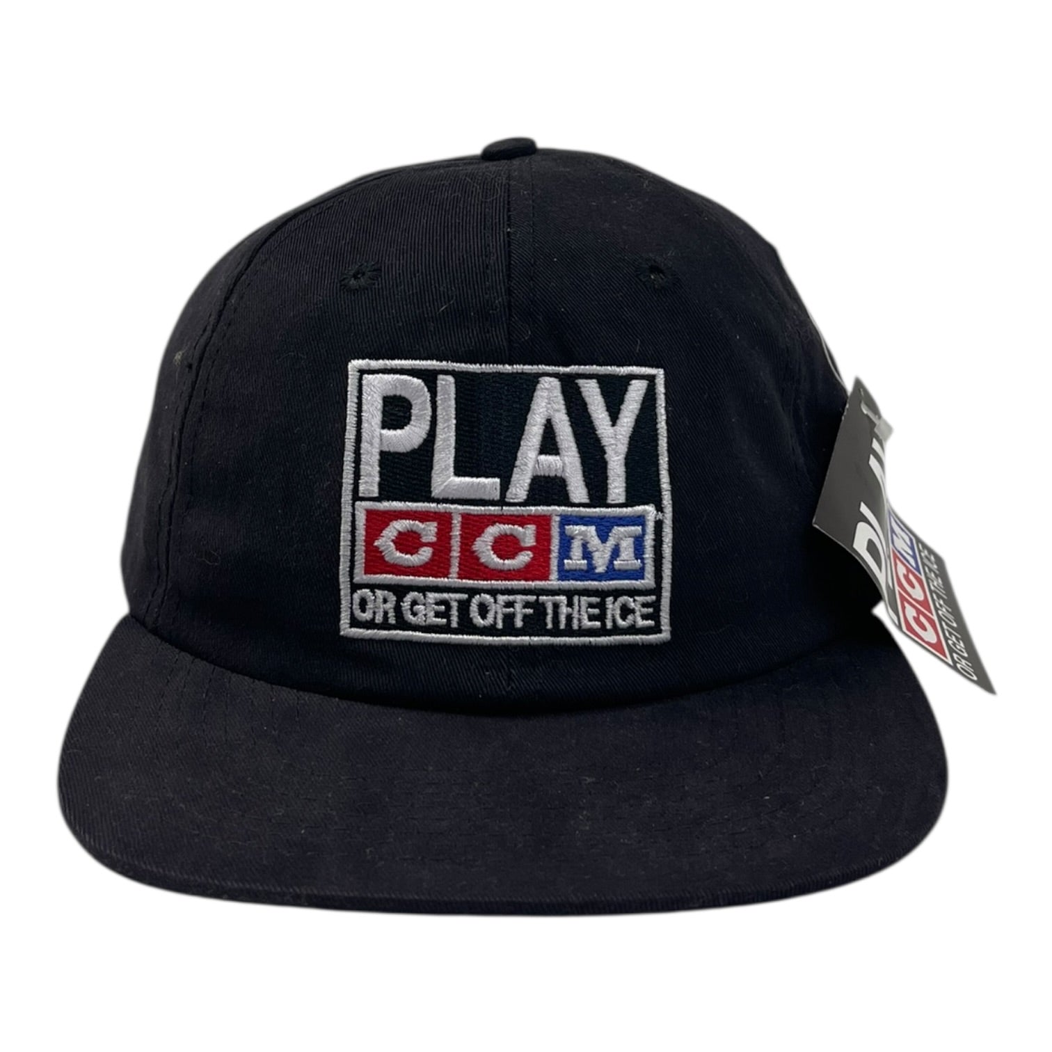 Vintage CCM "Play CCM Or Get Off The Ice" Snap Back Hat Black