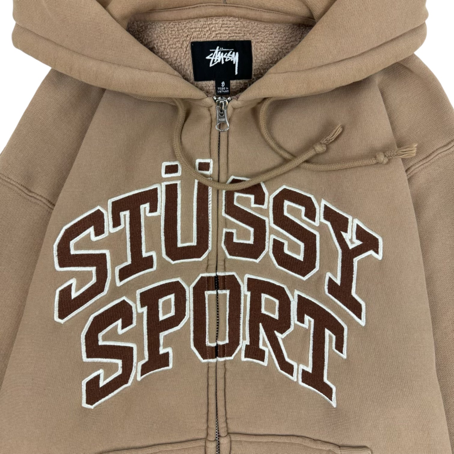 Stüssy Sport Zip Up Hoodie Tan