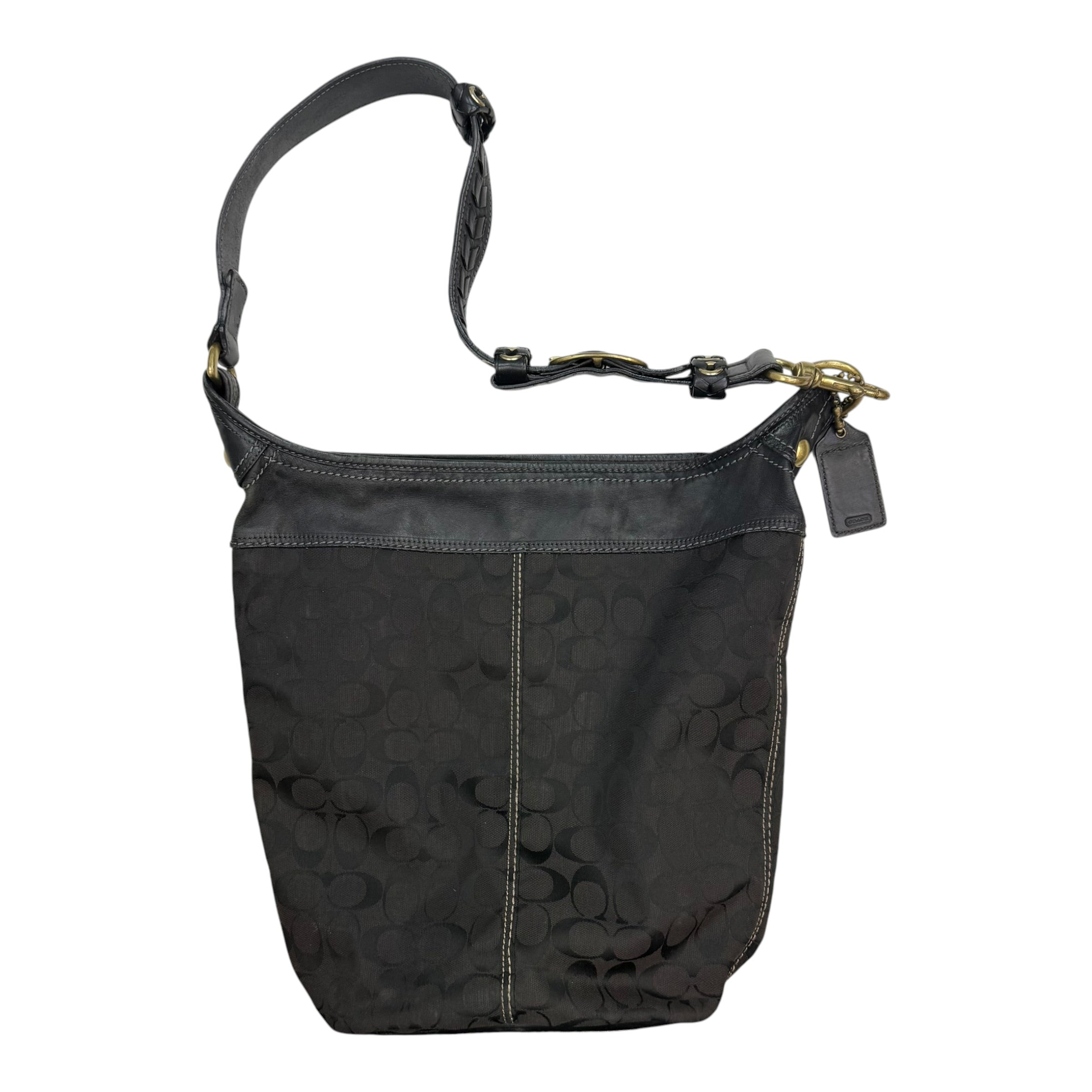 (W) Vintage Coach Bleecker Signature Jacquard Bucket Bag Black