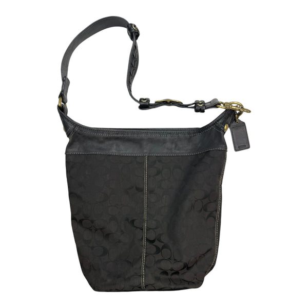 (W) Vintage Coach Bleecker Signature Jacquard Bucket Bag Black