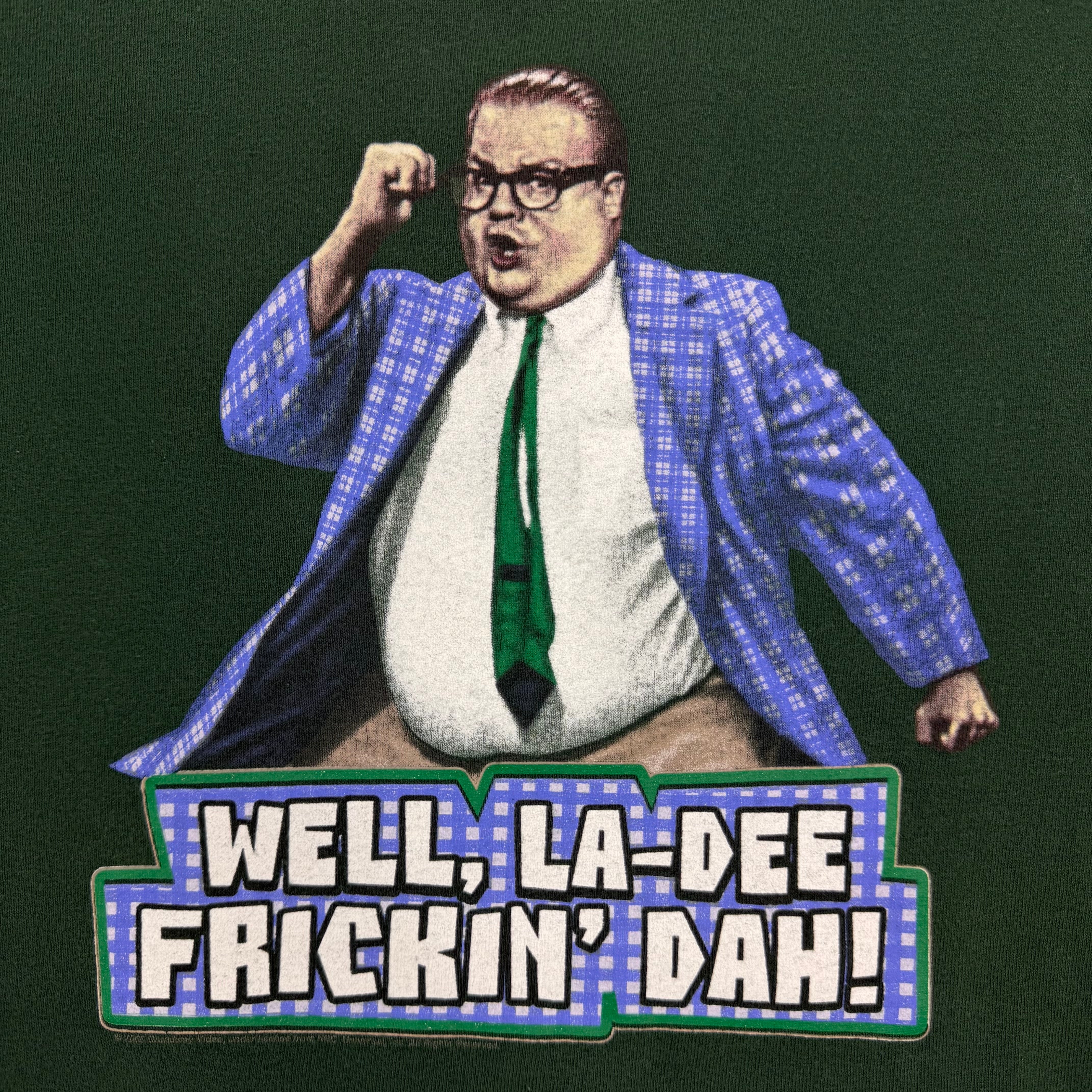 Vintage SNL Chris Farley “Well, La-Dee Frickin’ Dah!” Tee Green