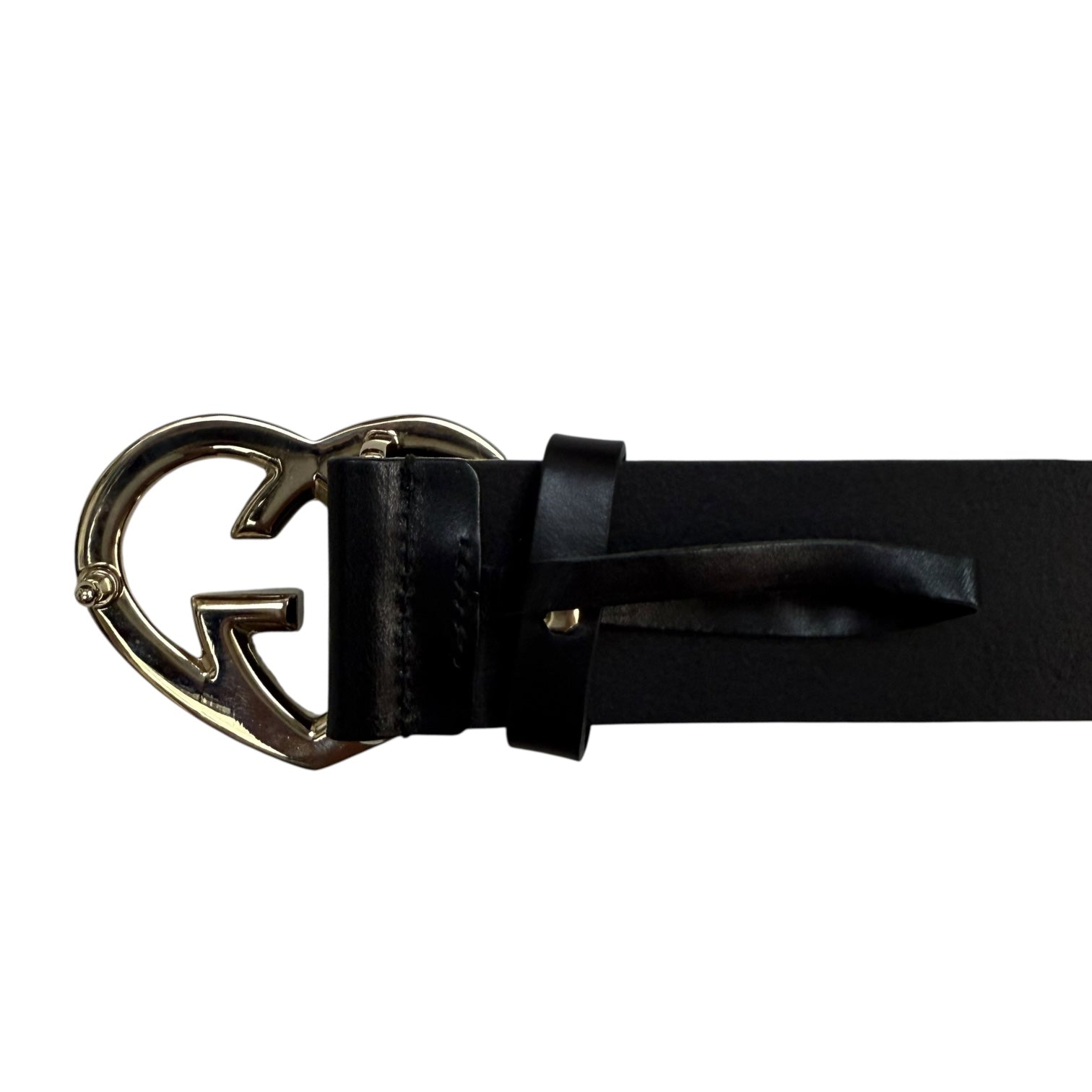 Gucci GG Heart Buckle Leather Belt