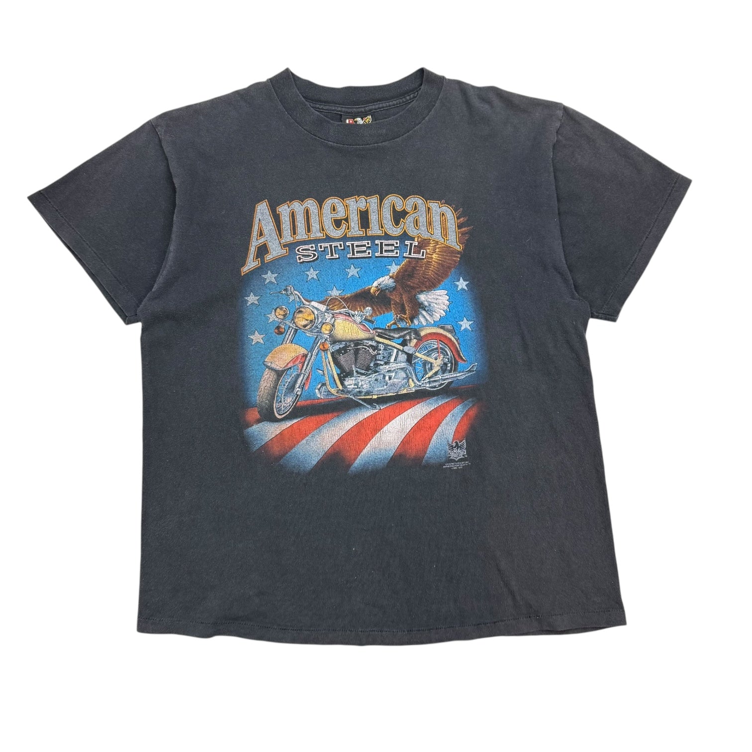 Vintage 3D Emblem American Steel Tee Black