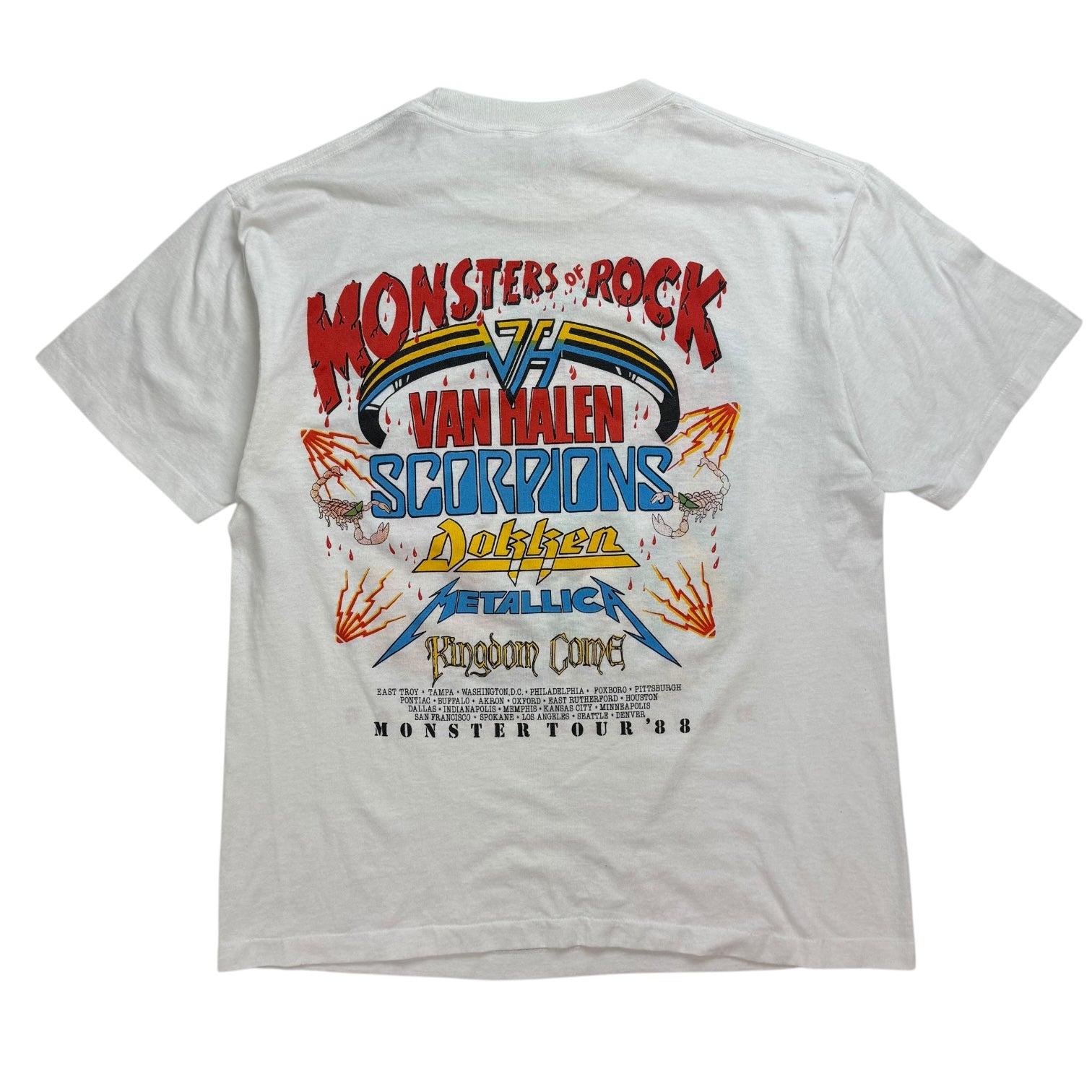 1988 Van Halen Monsters Of Rock Tour Tee White