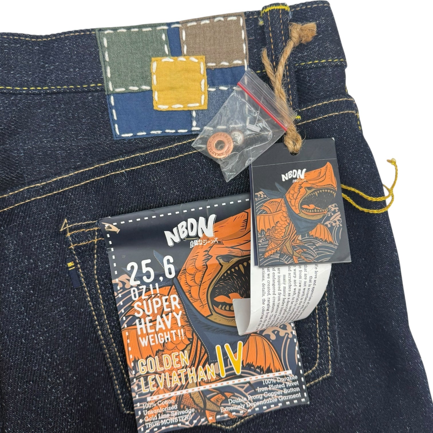 NBDN Golden Leviathan 25.6 OZ Heavy Selvedge Denim Pants Dark Wash
