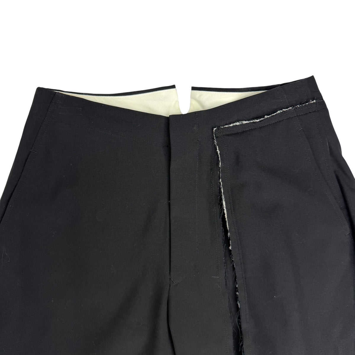 (W) SS13 Comme Des Garçons Wool Asymmetrical Button Detail Trousers Black