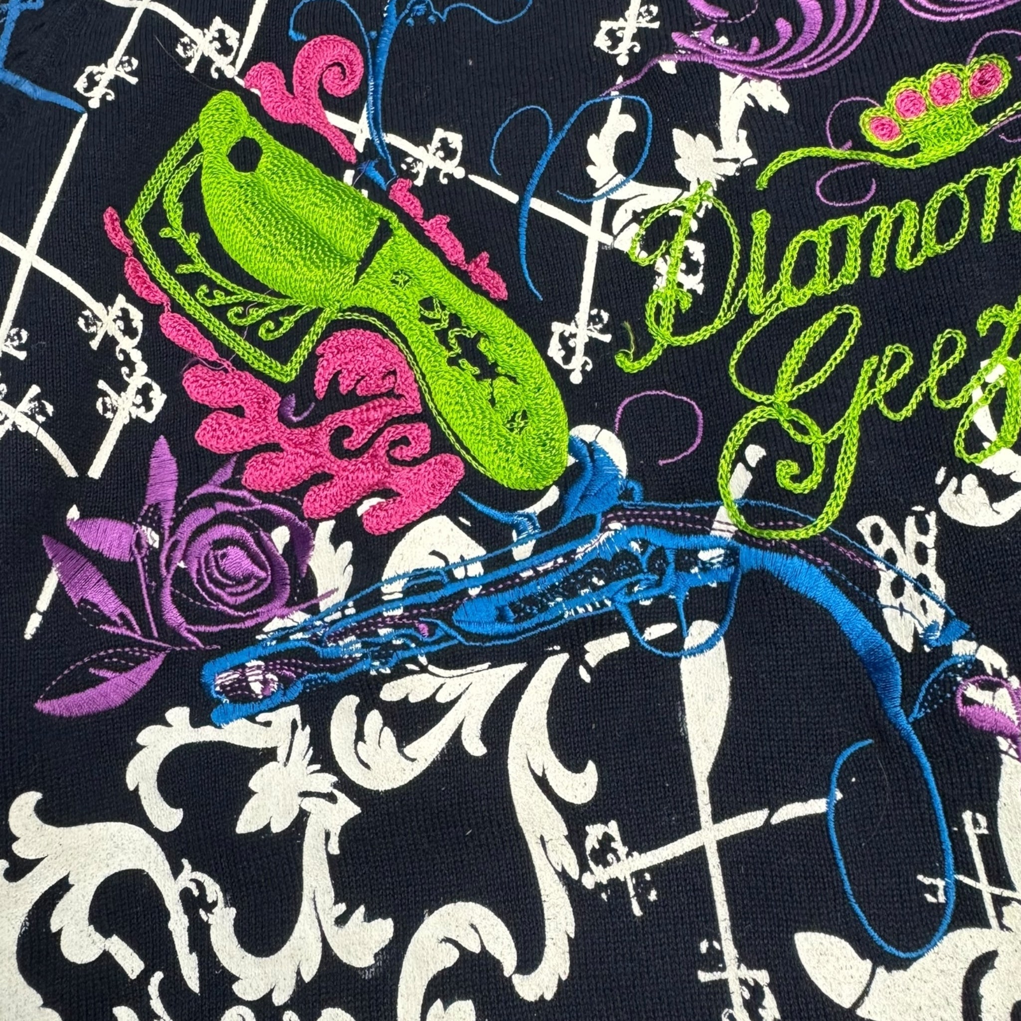 Y2K Artful Dodger Embroidered Knit Sweater