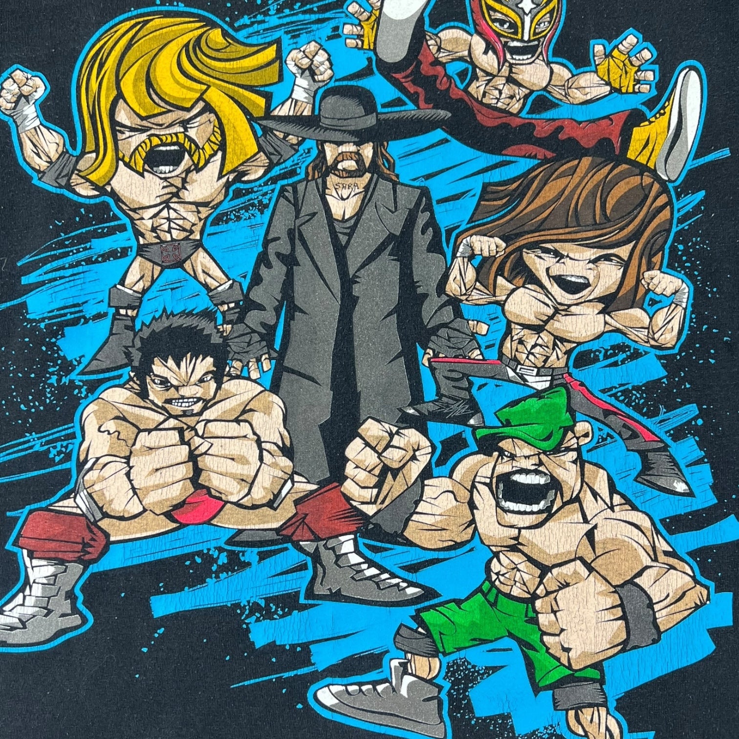 Vintage WWE Caricature T-Shirt Black