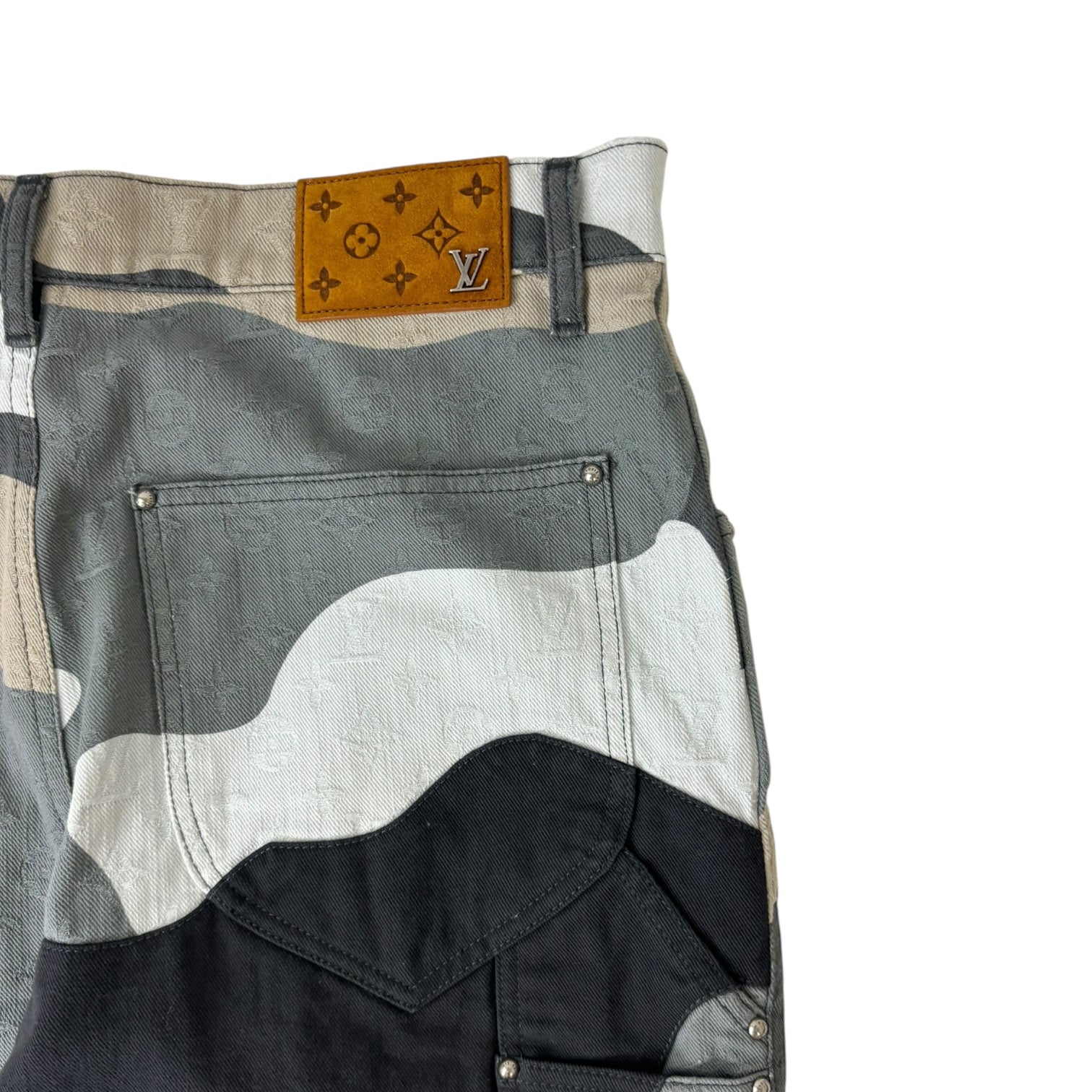 Louis Vuitton x Kid Super Patchwork Portrait Denim Pant Grey