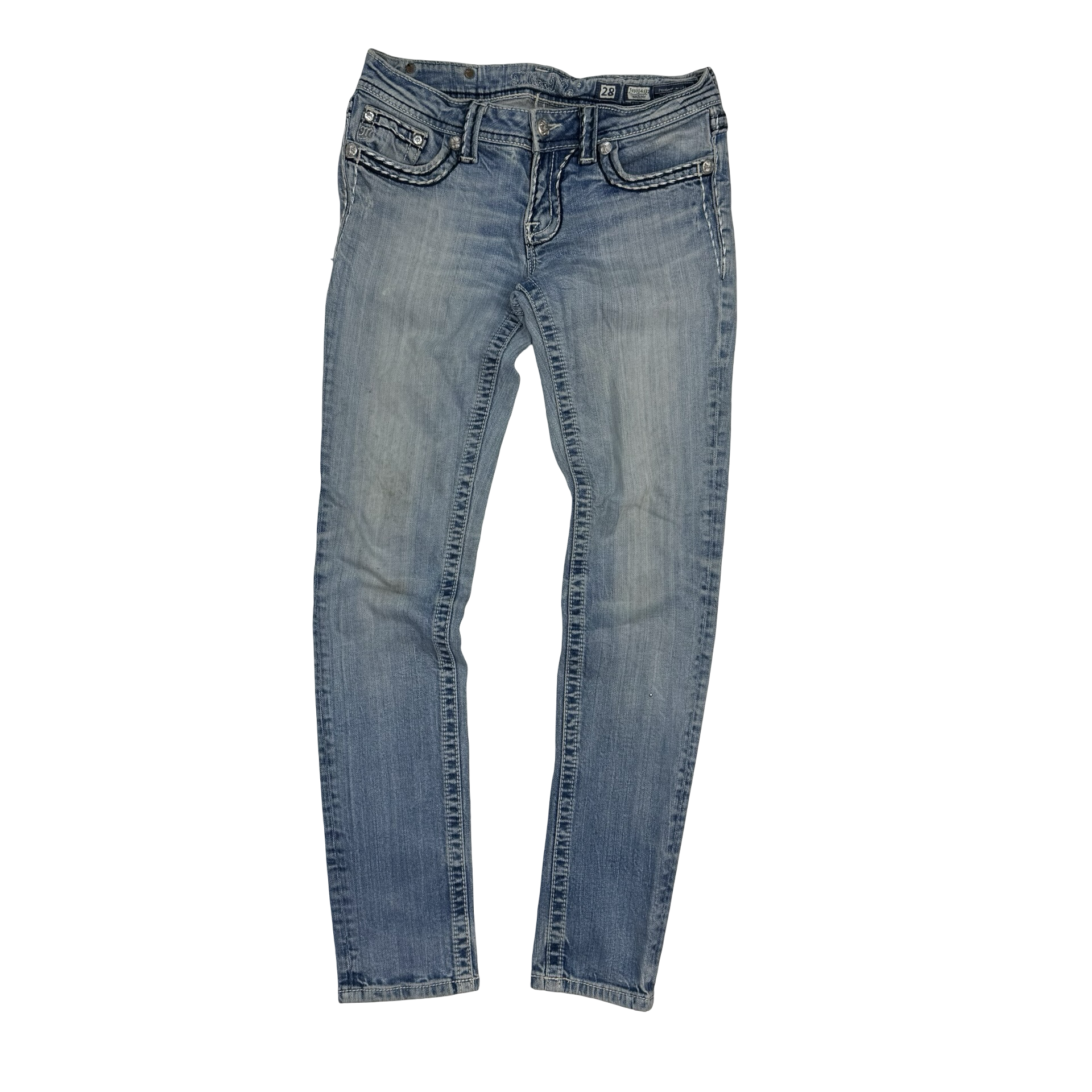 (W) Vintage Miss Me Skinny Denim Pants Light Wash