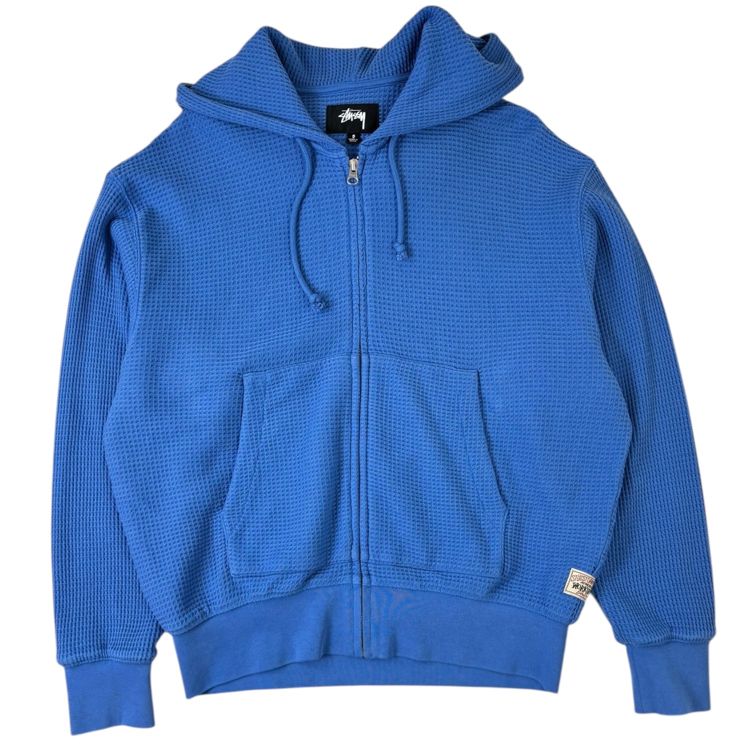 Stussy Double Layer Waffle Zip-Up Hoodie Blue