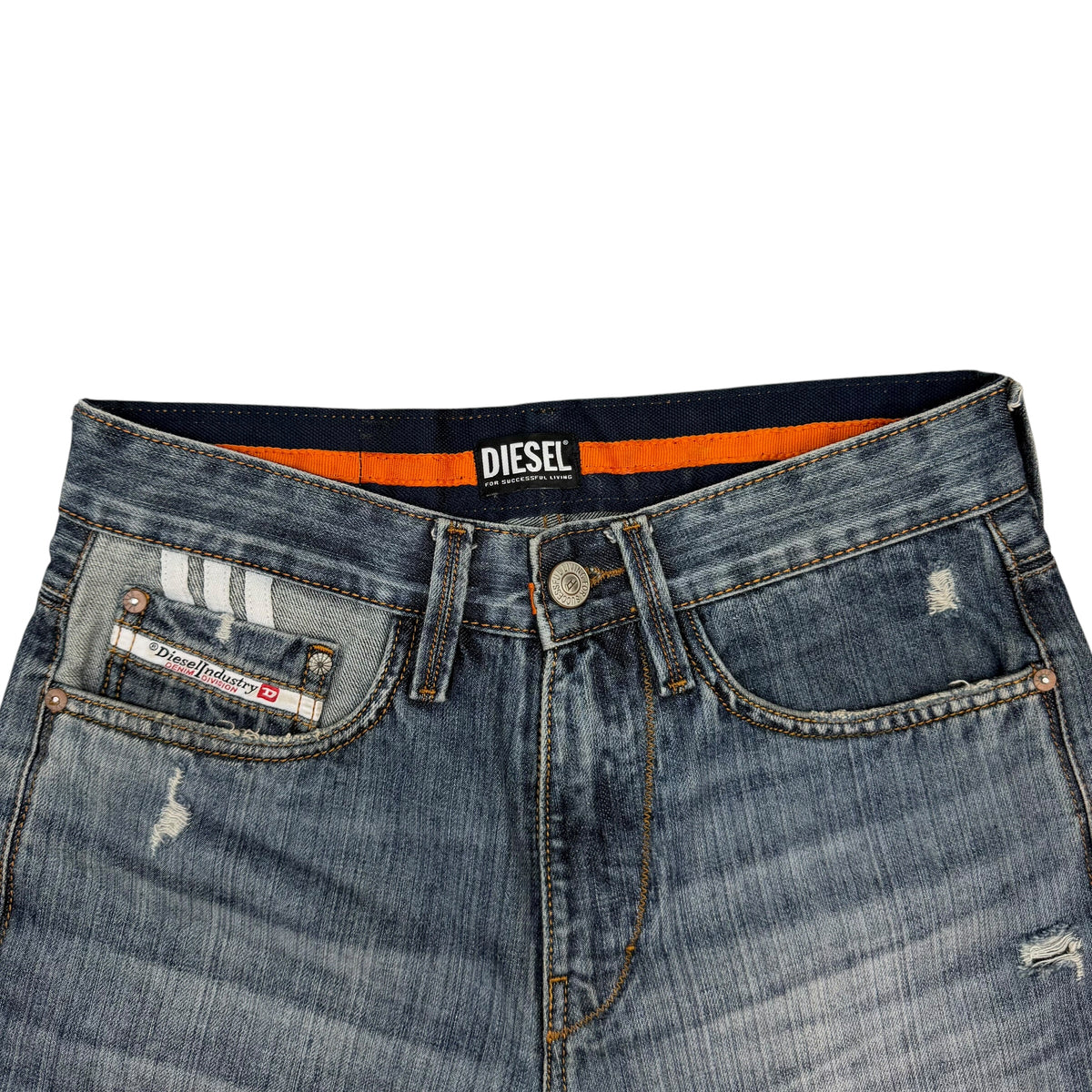 Vintage Diesel Industry Distressed Washed Denim Jeans Blue