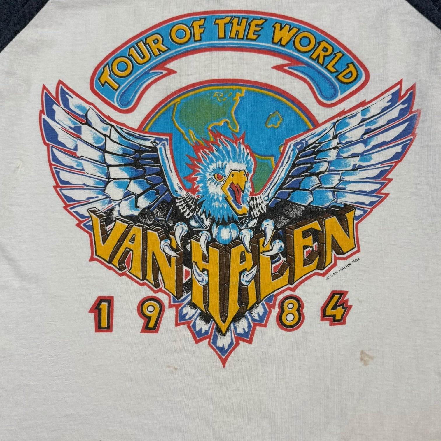 1984 Van Halen Tour Of The World Raglan Tee Black/White