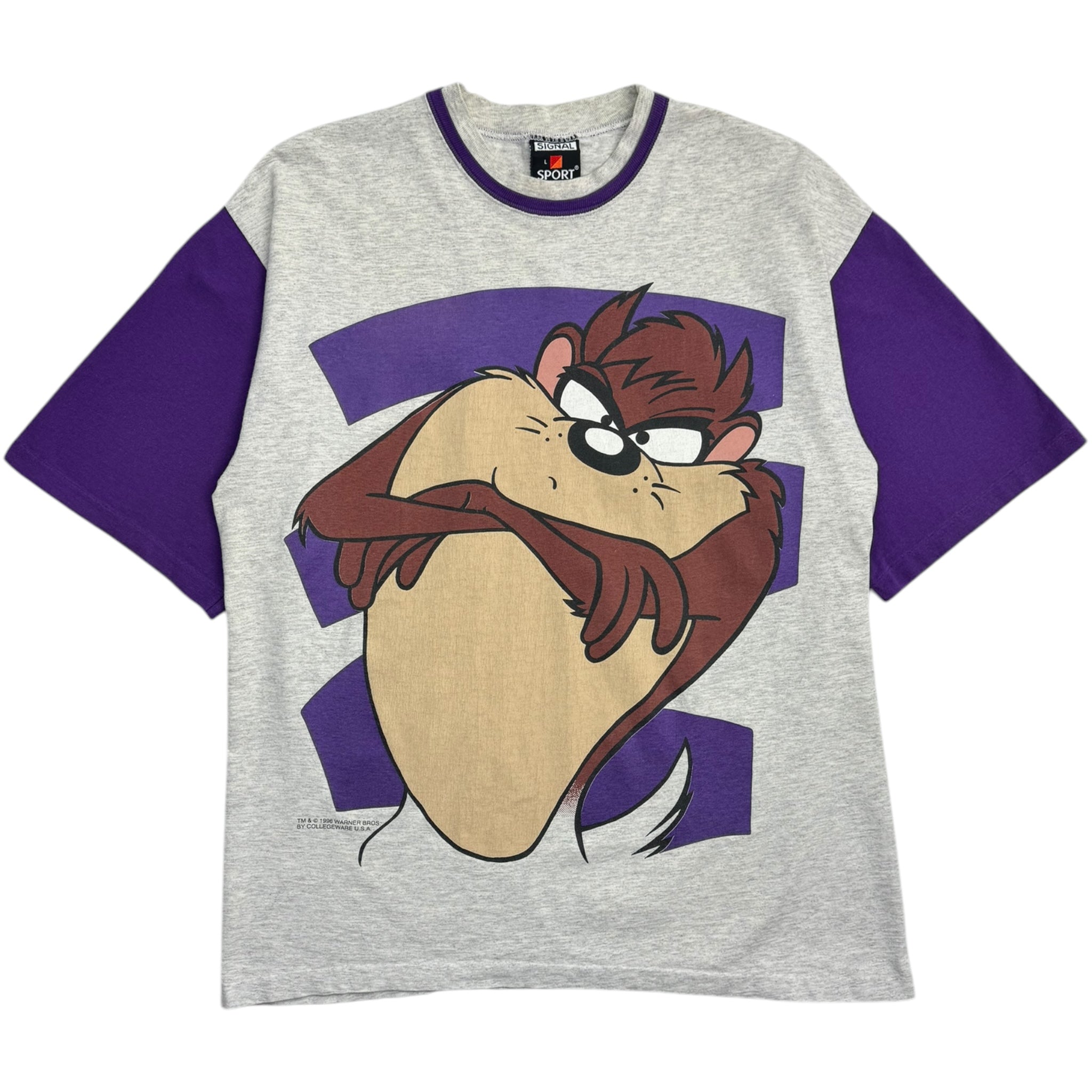 1996 Tasmanian Devil Tough Guy Pose Two Tone T-Shirt