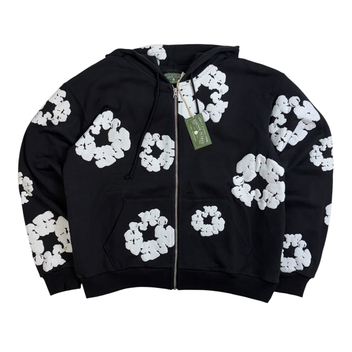 Denim Tears Cotton Wreath Zip-Up Hoodie Black