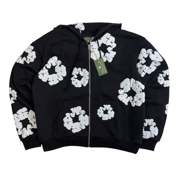Denim Tears Cotton Wreath Zip-Up Hoodie Black