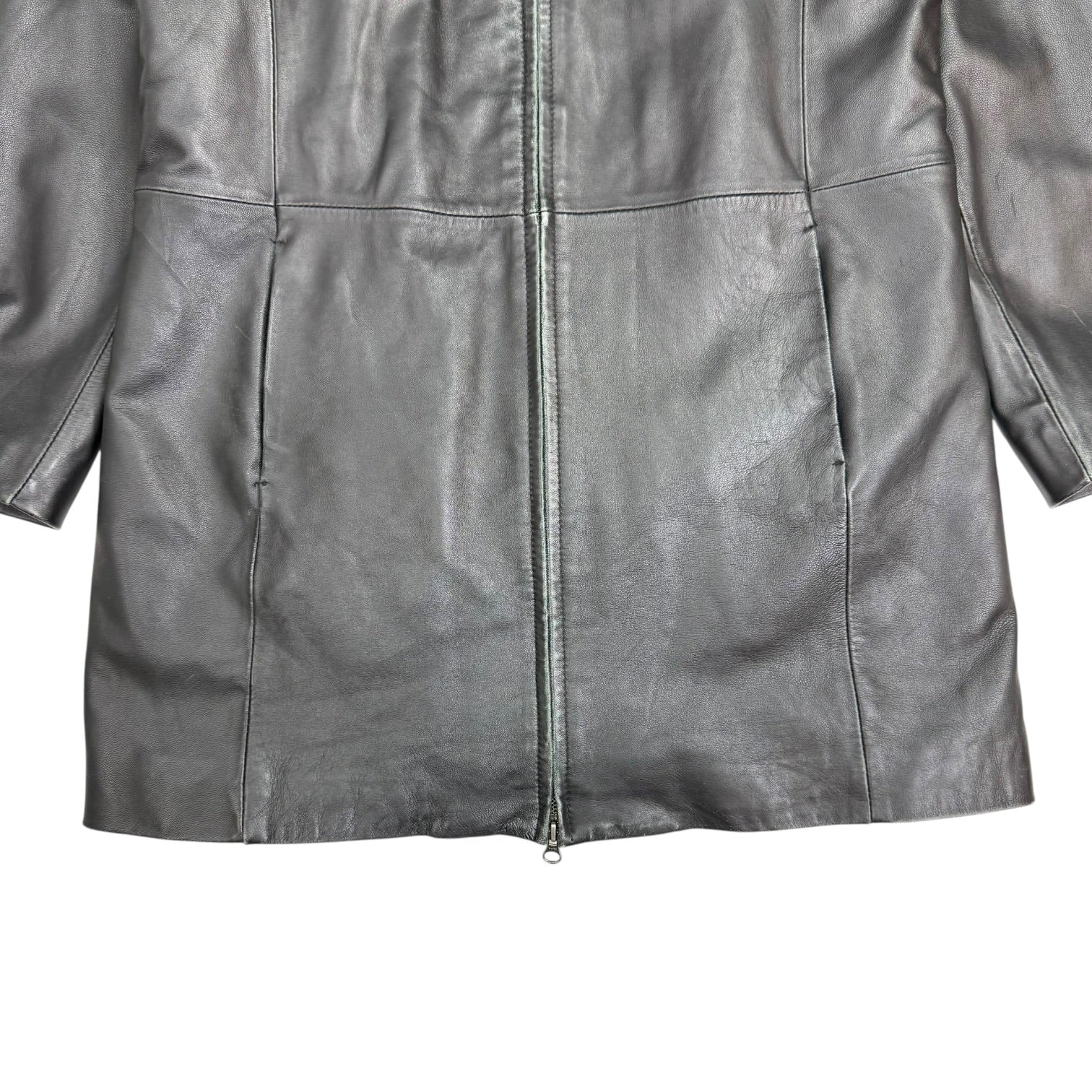 (W) Vintage Danier Leather Trench Coat Black