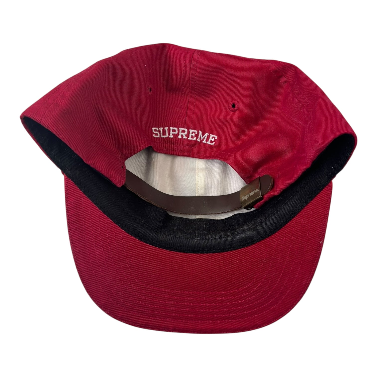 Supreme Visor Logo 6 Panel StrapBack Hat Red