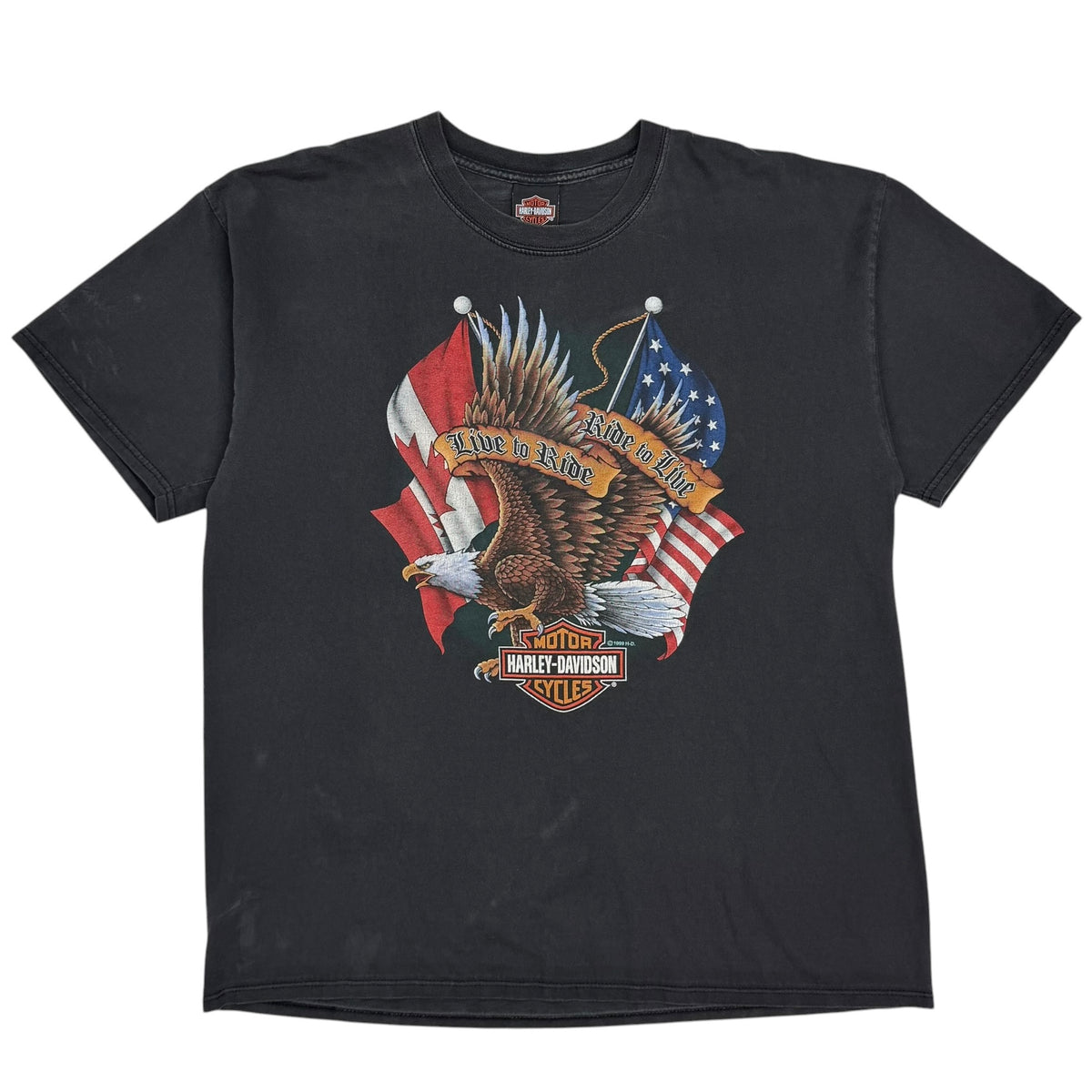 2003 Harley Davidson “Live To Ride” Eagle Flag Tee Black