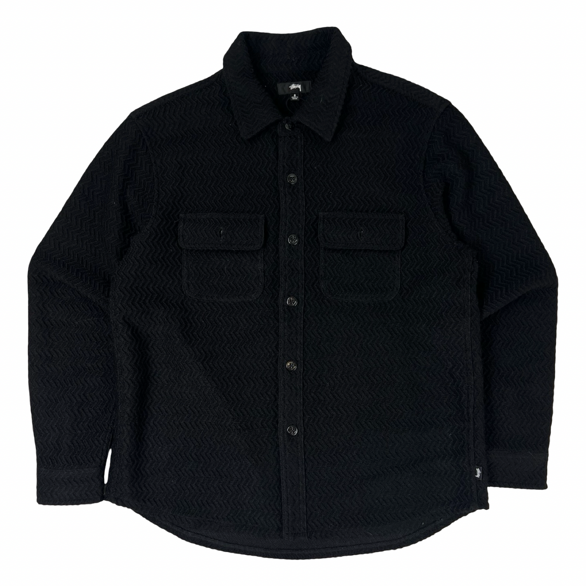 Stussy Textured Wool CPO Long-Sleeve T-Shirt Black
