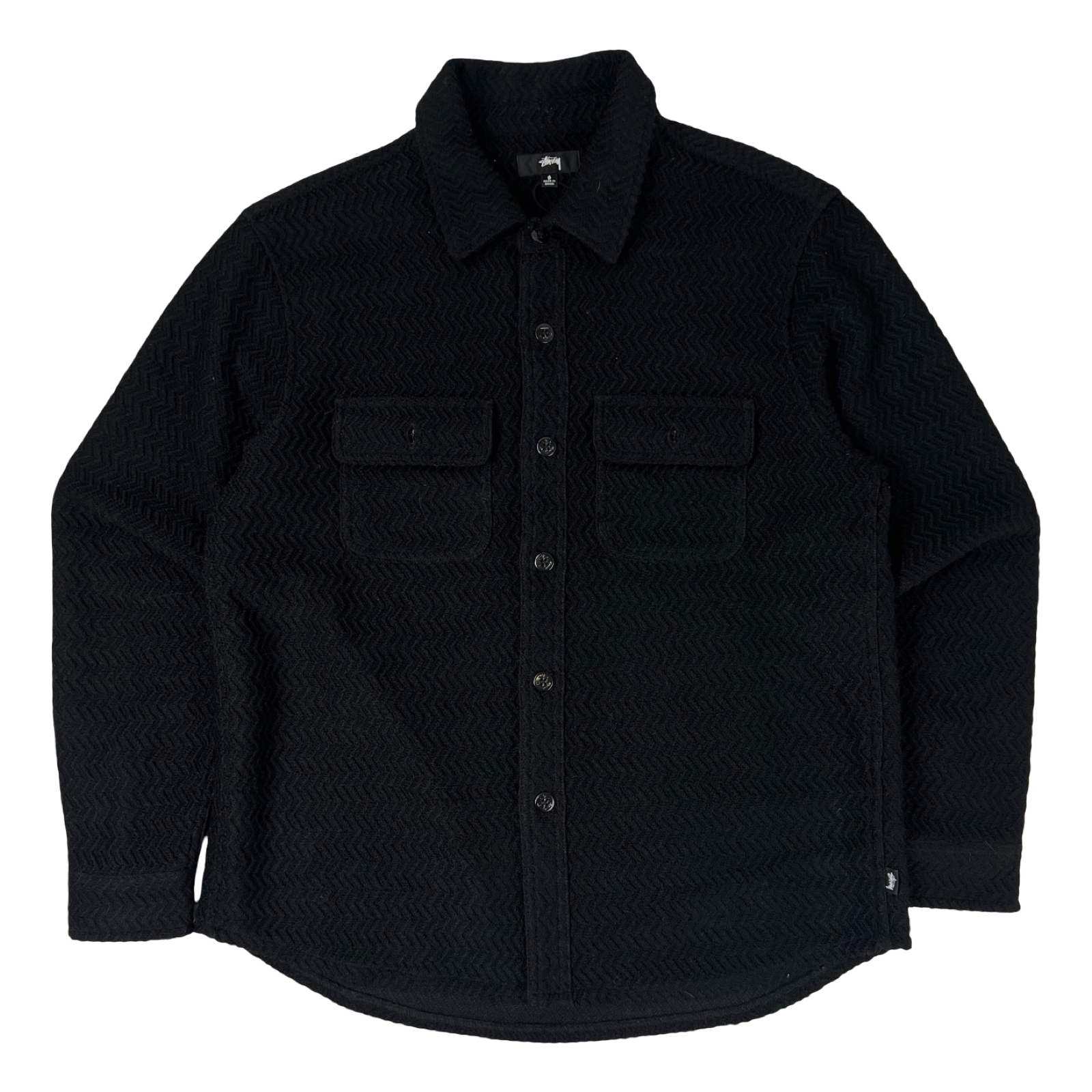 Stussy Textured Wool CPO Long-Sleeve T-Shirt Black