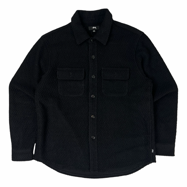 Stussy Textured Wool CPO Long-Sleeve T-Shirt Black