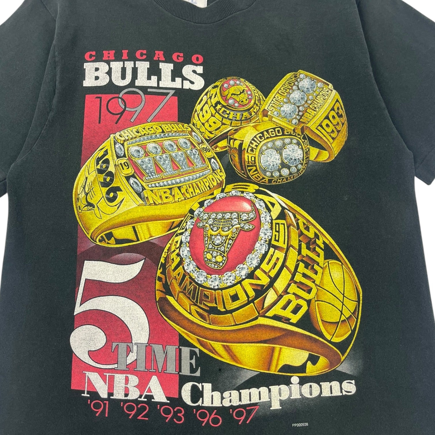 1997 Chicago Bulls Championship Rings T-Shirt Black