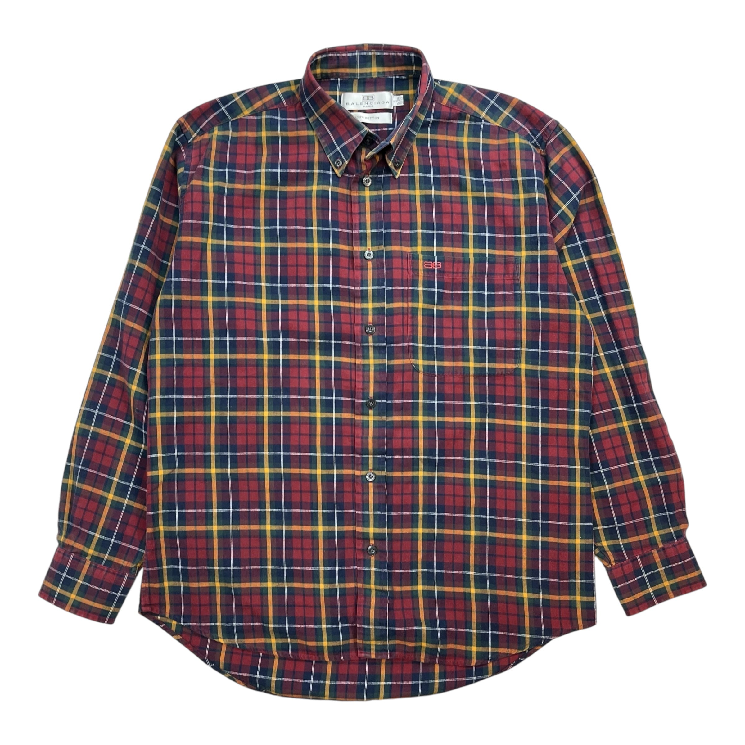 Vintage Balenciaga Oxford Shirt Plaid Red/Green