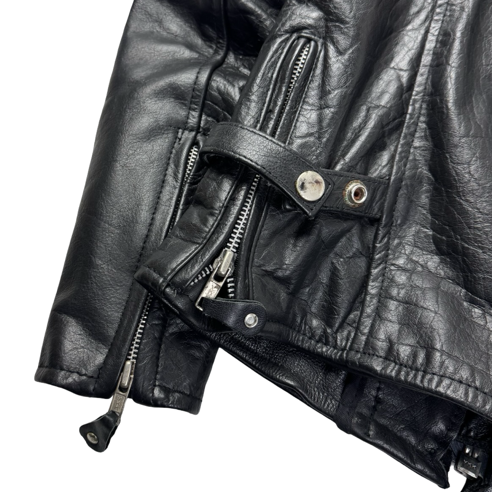 (W) Vintage Striped Pink Black Leather Biker Jacket